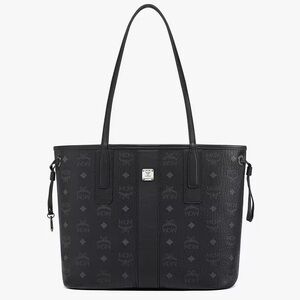 MCM Black Reversible Liz Shopper in Visetos